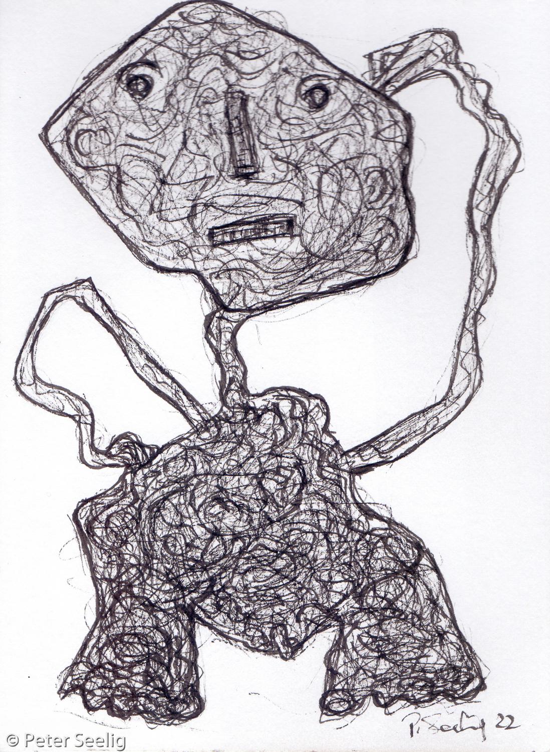 The morning fright in front of the mirror - BlackInkCalligrapher , 15x22cm , 2022 , (MAJ20220602010)