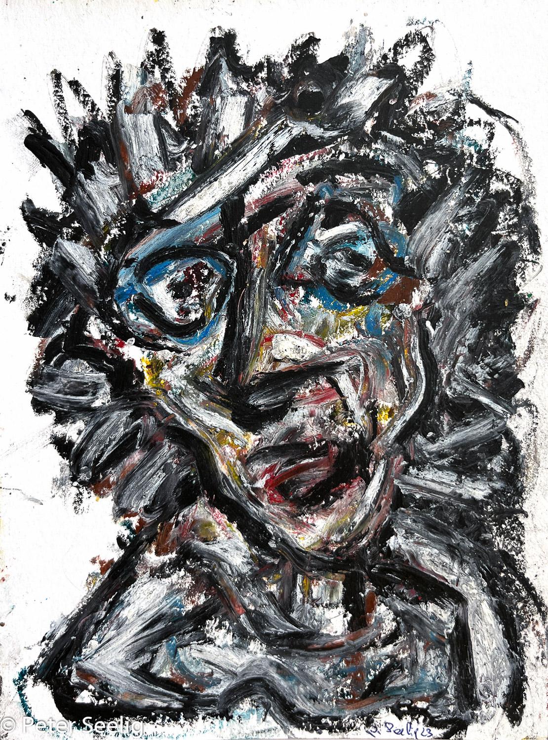 in conflict with myself - Oilpastel , 15x20cm , 2023 , (MAJ2023050125)