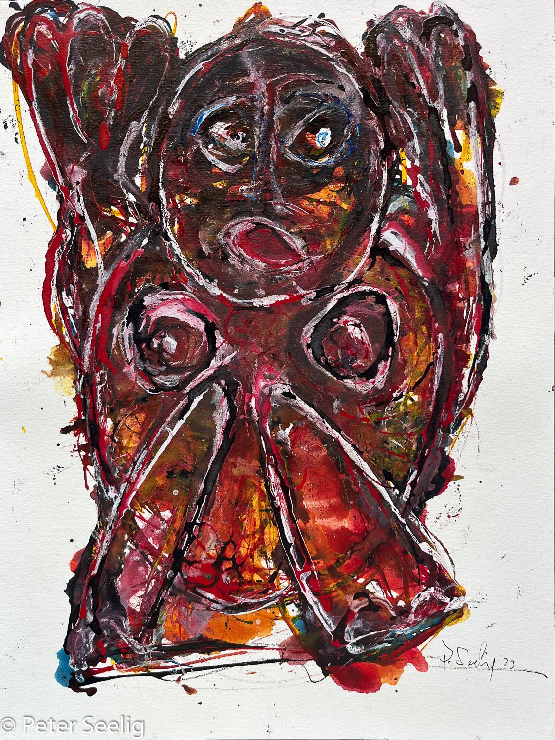 It’s Sunday! - acrylic ink on paper , 30x40cm , 2023 , (WOP20230620)