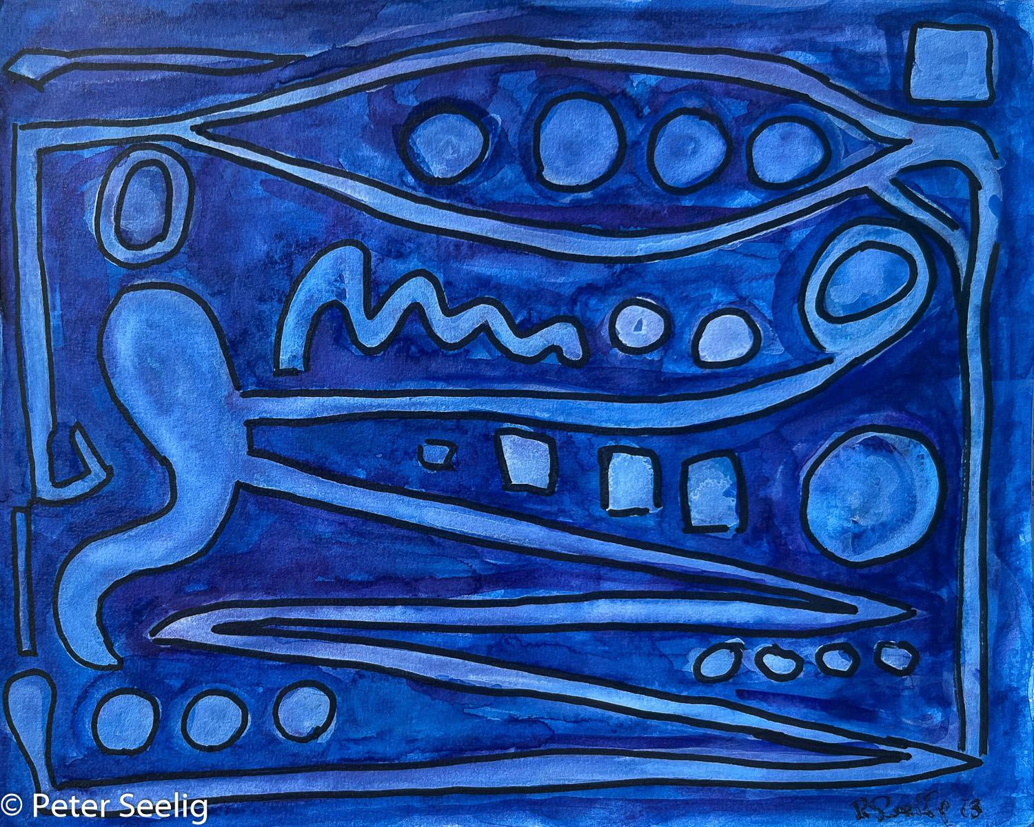 Blue Monday - watercolour and ink on paper , 24x30cm , 2023 , (WOP20230630)