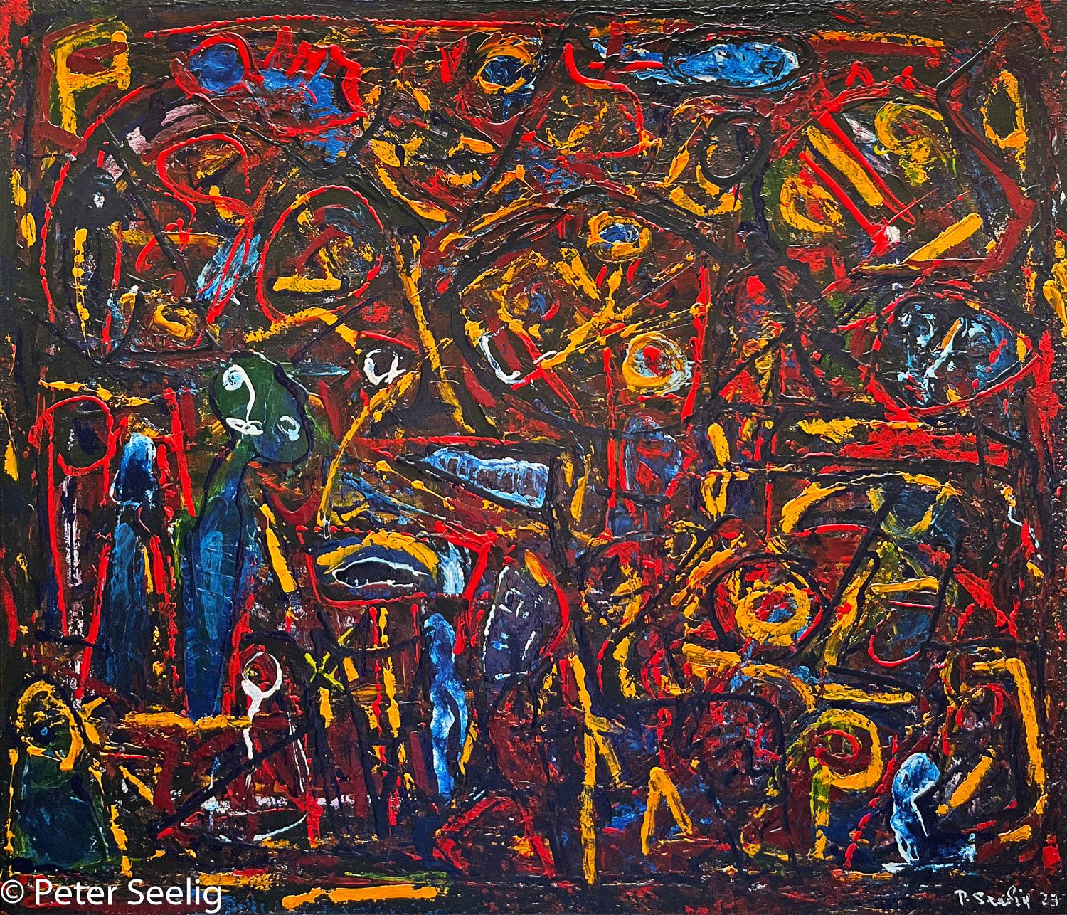 Vita notturna - acrylic on canvas , 60x70cm , 2023 , (P202307005)