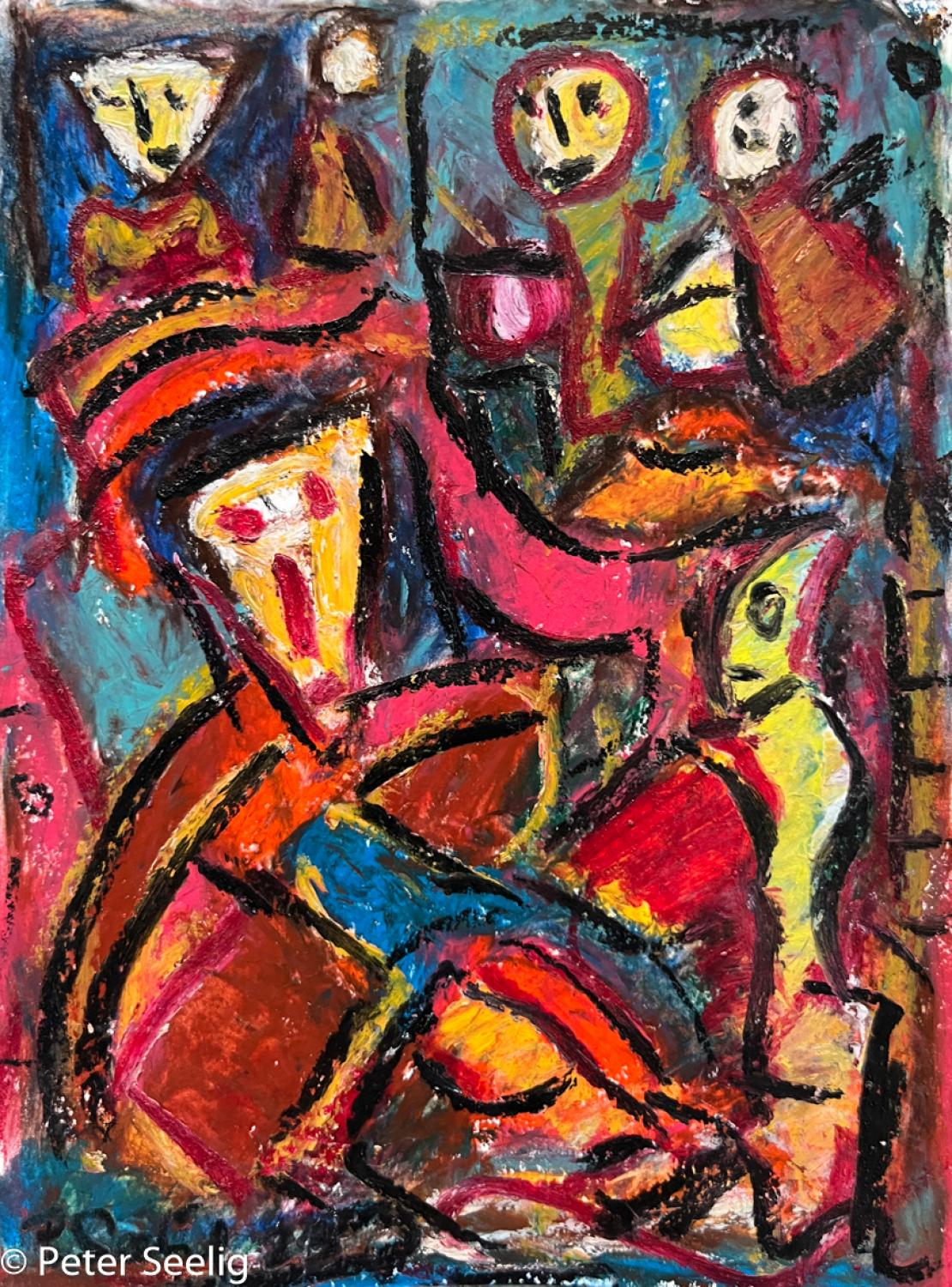 playing you create imaginary landscapes of your heart - Oilpastel , 20x15cm , 2023 , (MAJ20240101019)