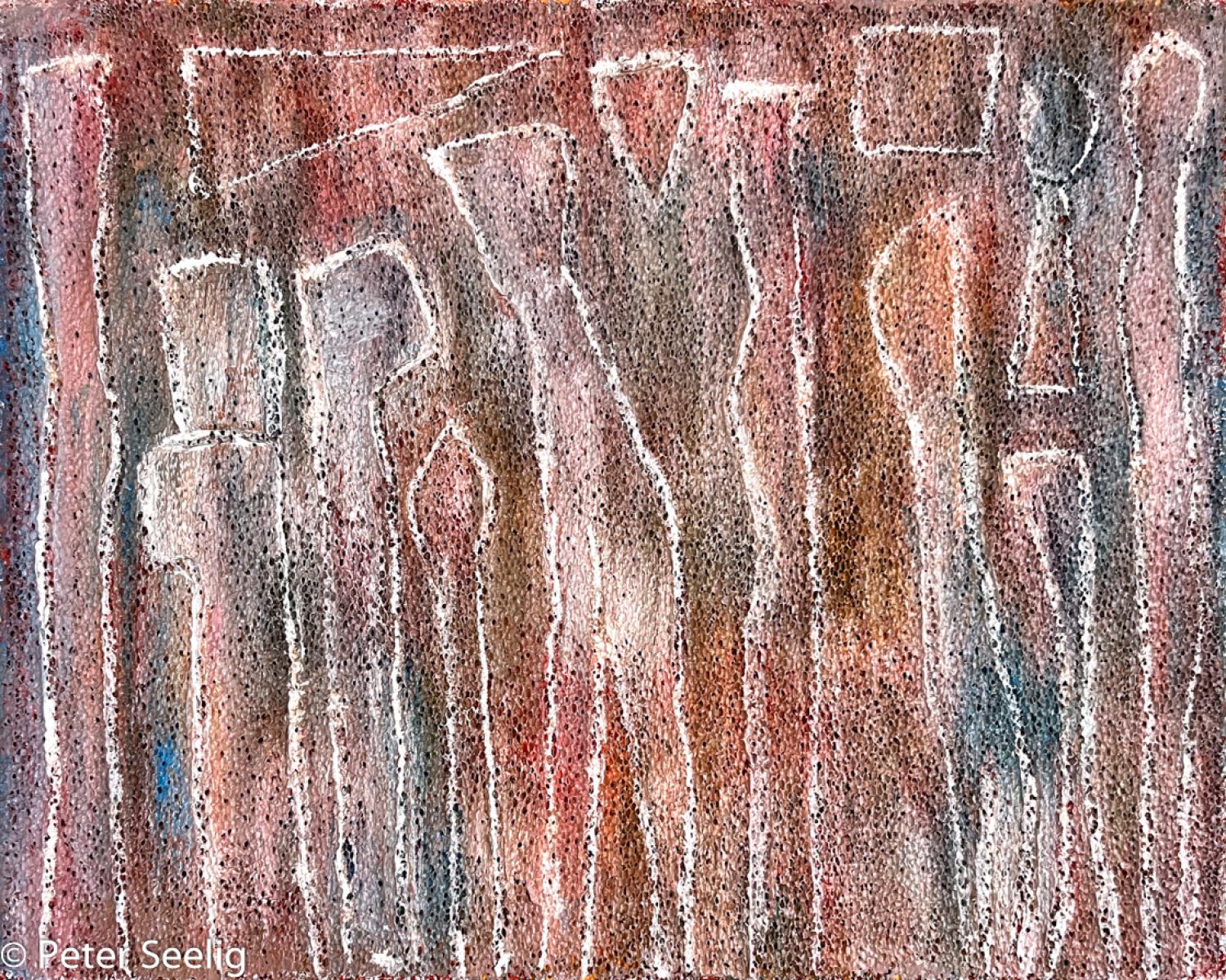 Where you are going to, where you are coming from - plant foam,acrylic,ink,vernis on canvas , 40x50cm , 2024 , (P202401007)