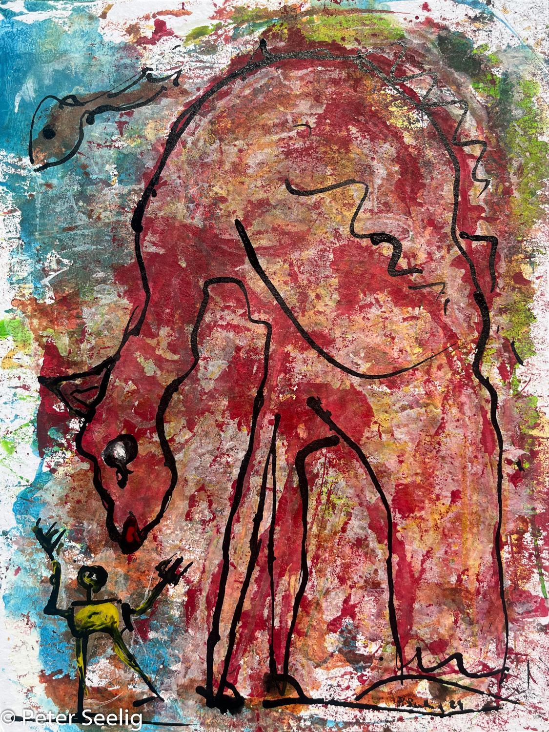 My friend Max - acrylic ink on paper , 40x30cm , 2024 , (WOP2024071601)