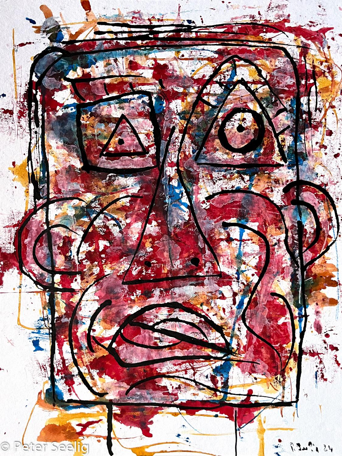 Confusione del mattino, dove sono? - acrylic ink on paper , 40x30cm , 2024 , (WOP2024071401)