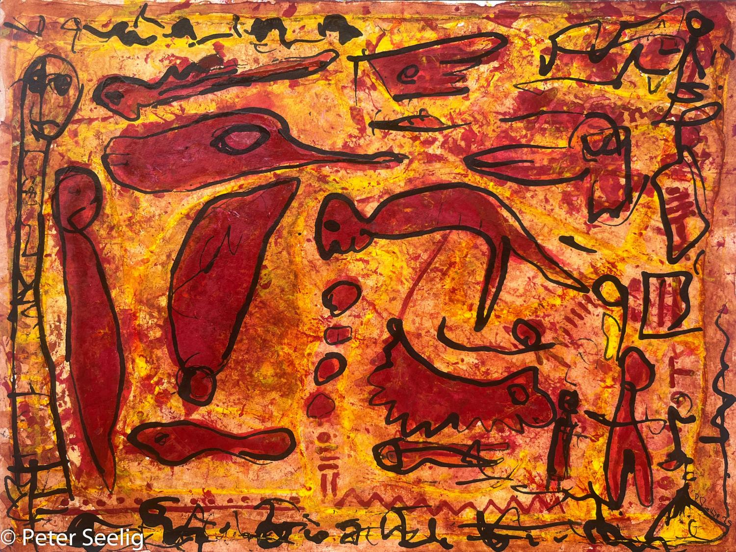 The attempt to give everyday life magic, and increasingly failing at it - acrylic ink on paper , 30x40cm , 2025 , (WOP202506004)