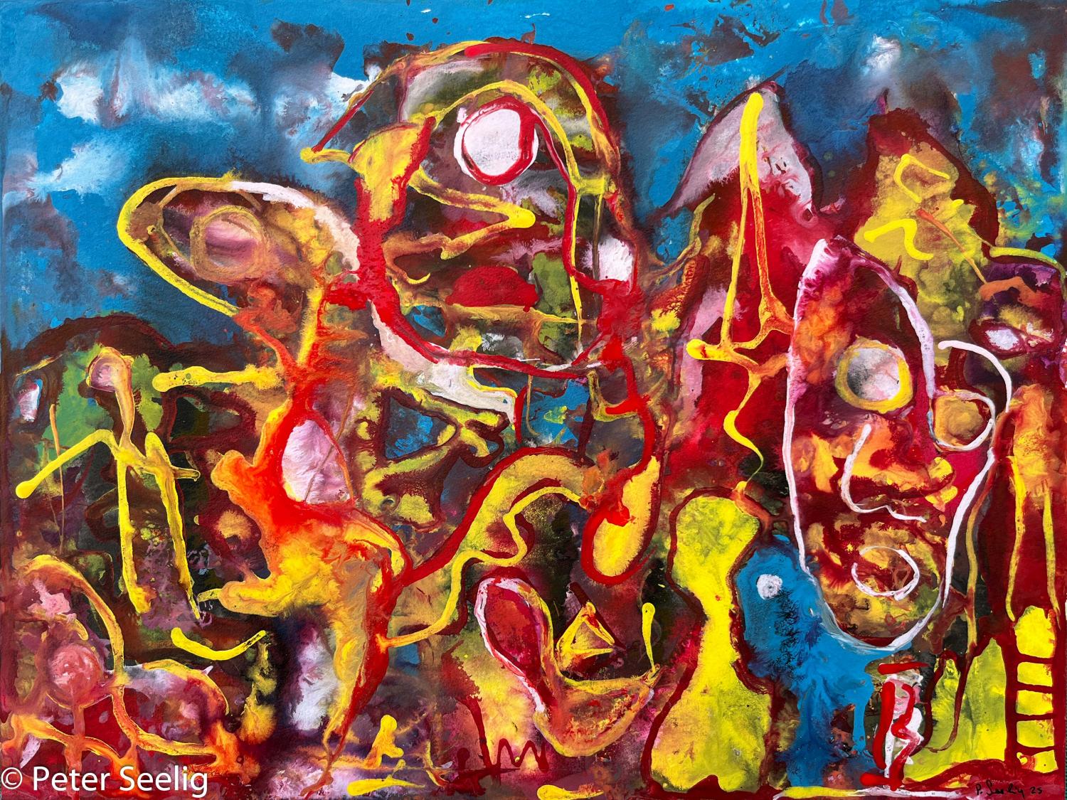 Il Cuore del Labirinto - acrylic ink , 30x40cm , 2025 , (WOP202507004)