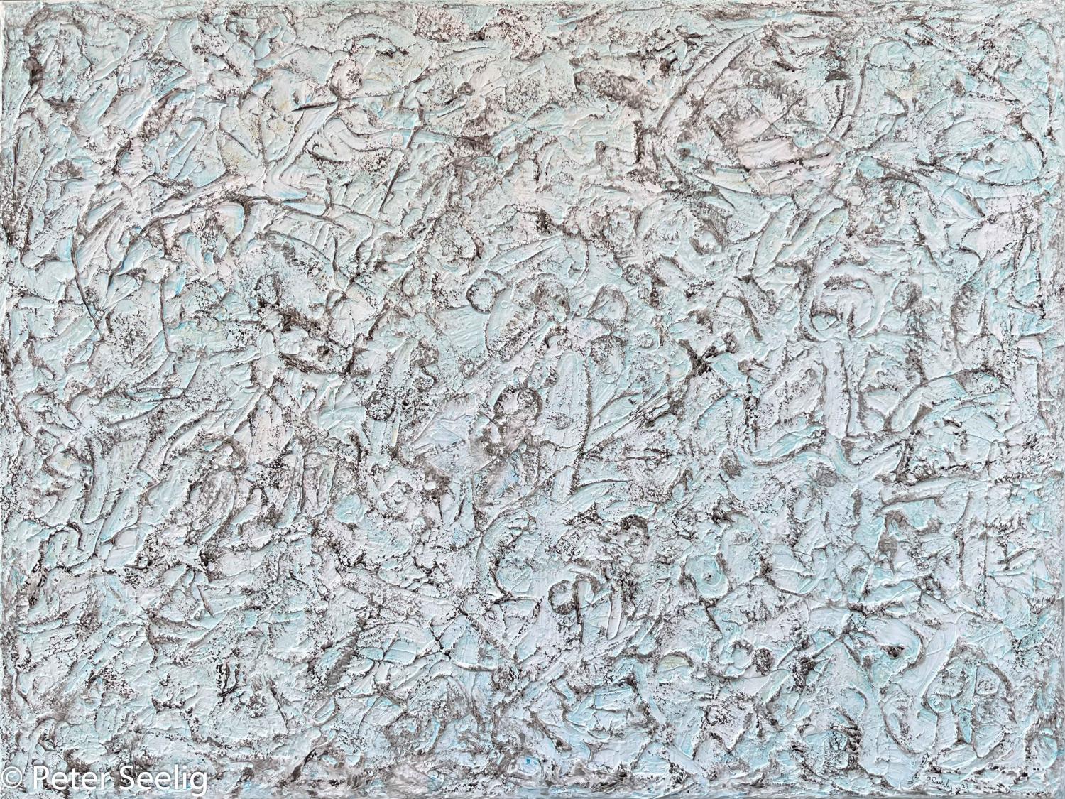 Con le mie mani ho scolpito la mia vita davanti alla cava di Michelangelo - mixedmedia on canvas , 60x80cm , 2025 , (P202508002)